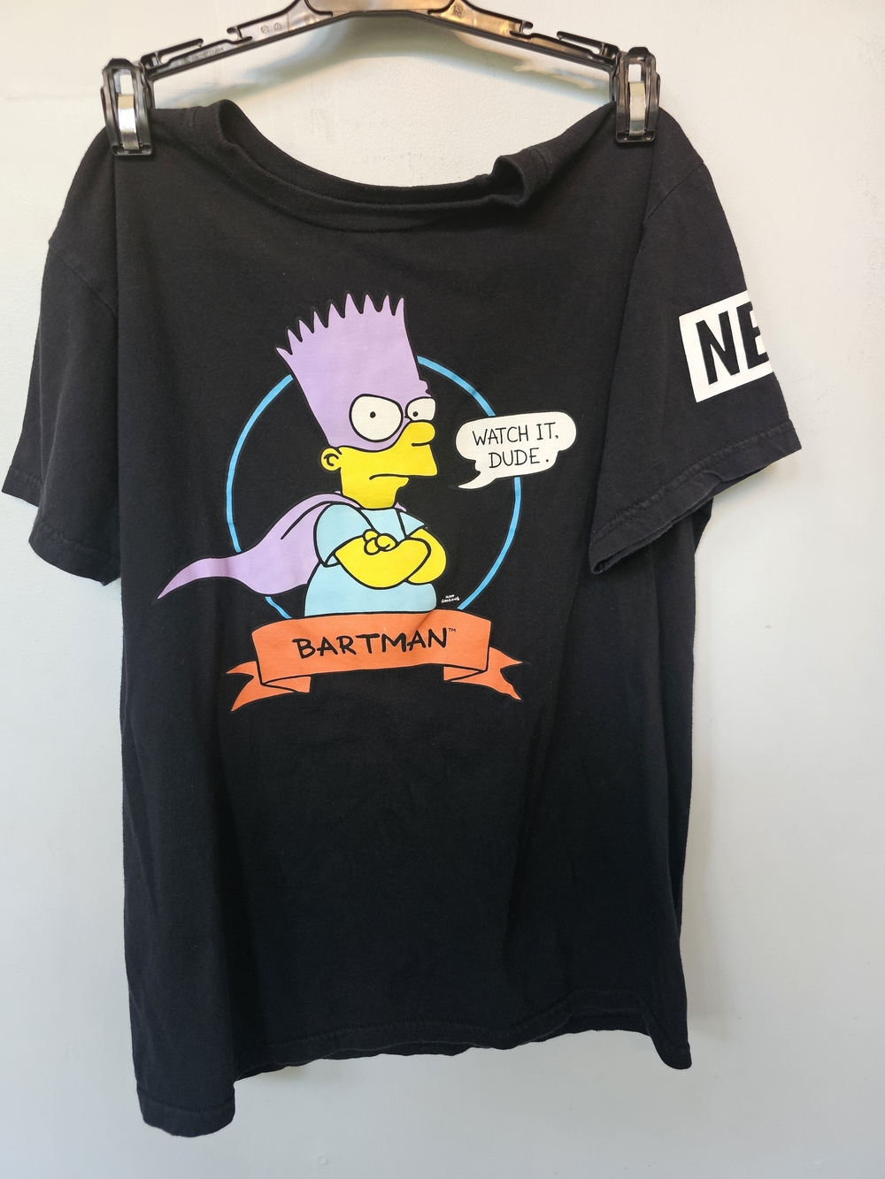 Neff Bartman Simpsons Watch It Dude Black Graphic Tee Shirt Small Streetwear